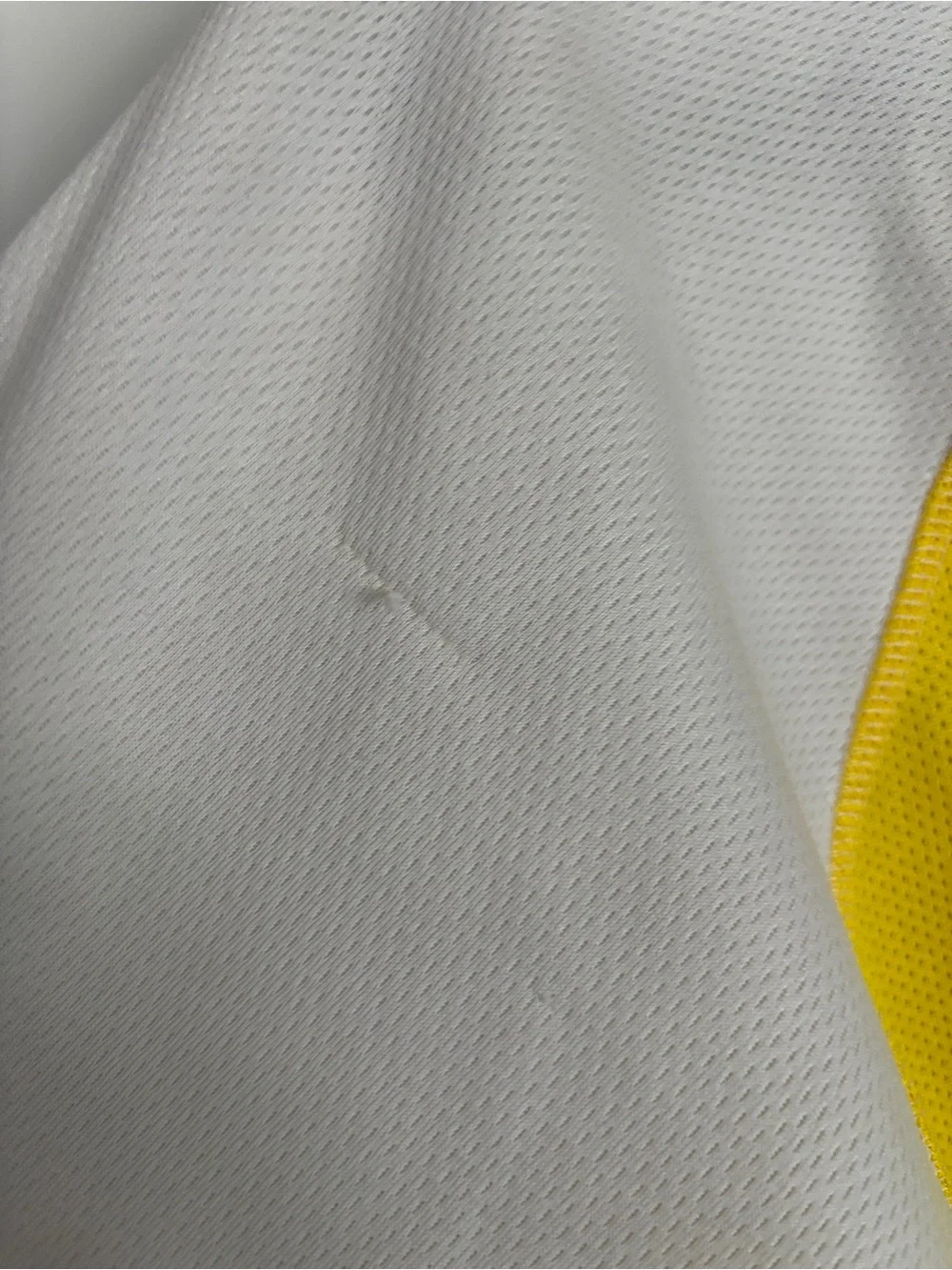 adidas Clima Cool Men’s White Short-Sleeve Athletic Tee with Yellow Accents